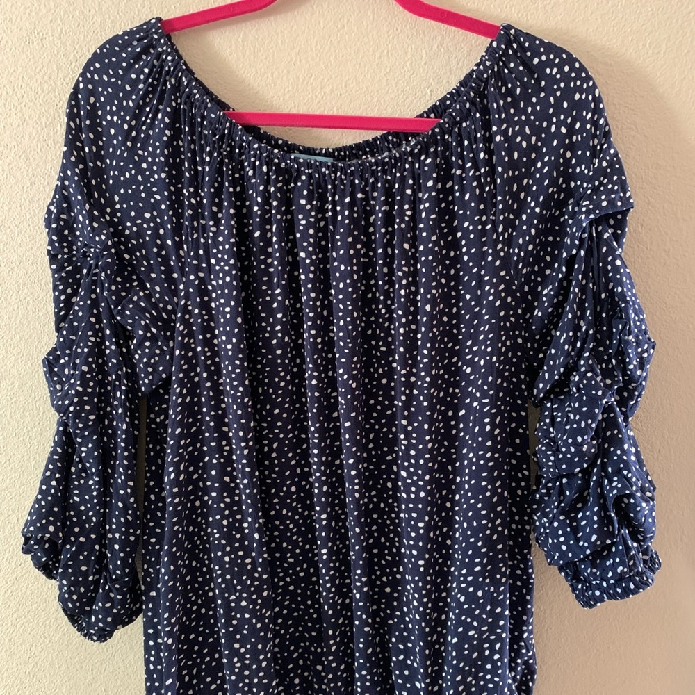 Blue polka dot blouse